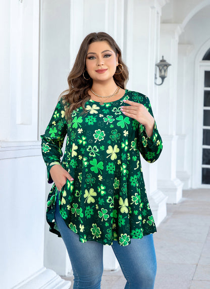 Womens Tunic Tops 3/4 Sleeve Plus Size Crew Neck Swing Flare Loose Fit T-Shirt Blouses to Wear with Leggings IV