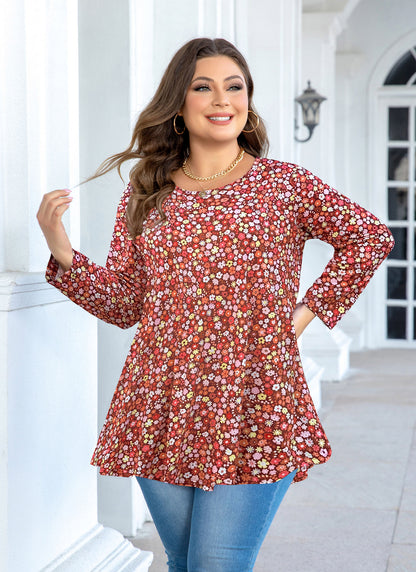 Womens Tops - Plus Size Tunics 3/4 Sleeve Loose Fit Dressy Casual Long Swing Flowy Lady Blouses Shirts Wear with Leggings Teals Blue Clothing A30 SATRF