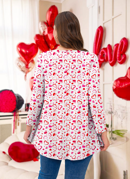 Womens Tunic Tops 3/4 Sleeve Plus Size Crew Neck Swing Flare Loose Fit T-Shirt Blouses to Wear with Leggings White Pink Red Tunic