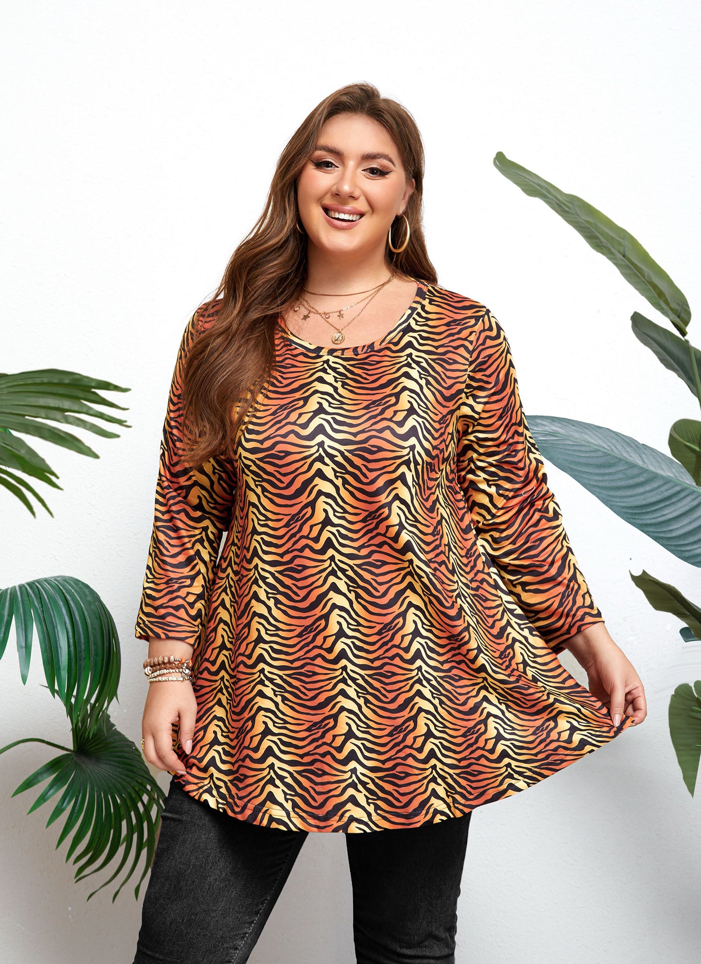 Womens Tops - Plus Size Tunics 3/4 Sleeve Loose Fit Dressy Casual Long Swing Flowy Lady Blouses Shirts Wear with Leggings Teals Blue Clothing A17 SATYS2