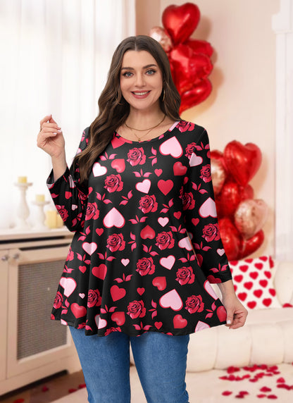 Womens Tops - Plus Size Tunics 3/4 Sleeve Loose Fit Dressy Casual Long Swing Flowy Lady Blouses Shirts Wear with Leggings Teals Blue Clothing A36 SATNRF