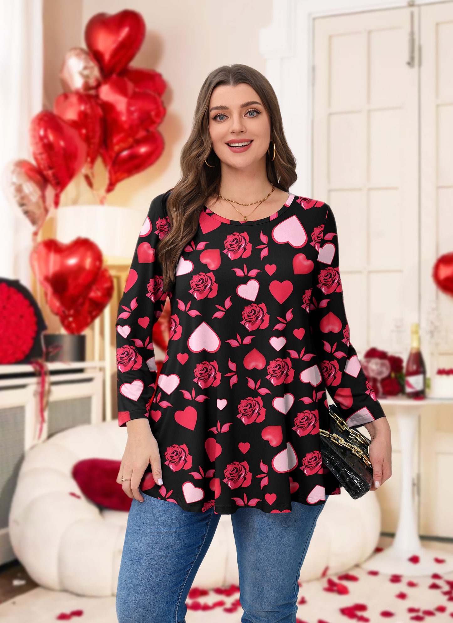 Womens Tops - Plus Size Tunics 3/4 Sleeve Loose Fit Dressy Casual Long Swing Flowy Lady Blouses Shirts Wear with Leggings Teals Blue Clothing A36 SATNRF