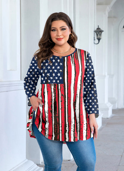 Womens Tops - Plus Size Tunics 3/4 Sleeve Loose Fit Dressy Casual Long Swing Flowy Lady Blouses Shirts Wear with Leggings Teals Blue Clothing A24