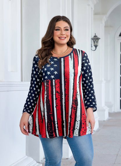 Womens Tops - Plus Size Tunics 3/4 Sleeve Loose Fit Dressy Casual Long Swing Flowy Lady Blouses Shirts Wear with Leggings Teals Blue Clothing A24