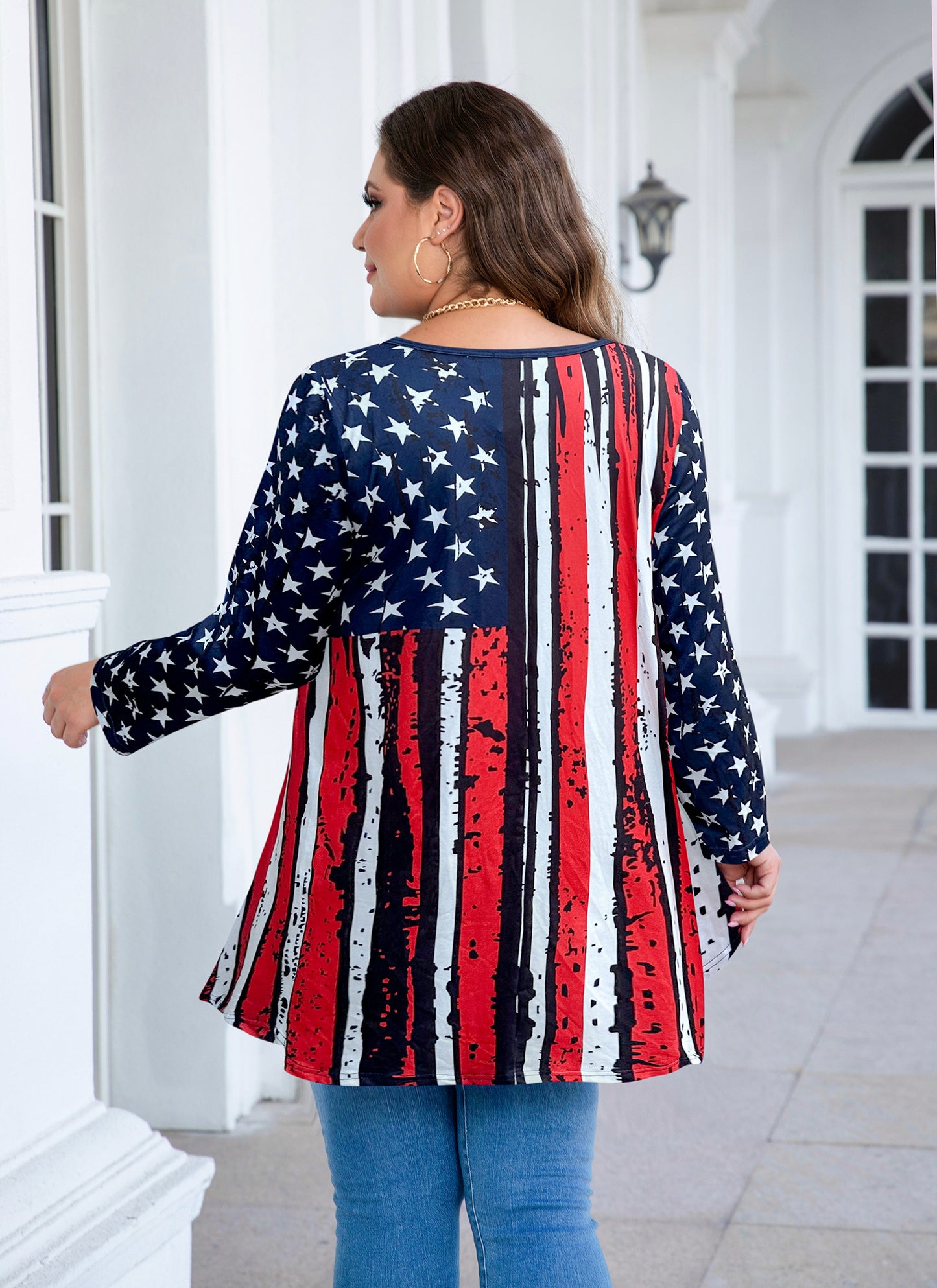 Womens Tops - Plus Size Tunics 3/4 Sleeve Loose Fit Dressy Casual Long Swing Flowy Lady Blouses Shirts Wear with Leggings Teals Blue Clothing A24